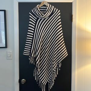 The Limited navy and cream turtleneck poncho